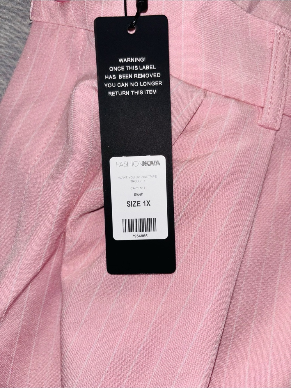 Fashion Nova Blush Pink Pinstripe Wide-Leg Trousers - Picture 2 of 5